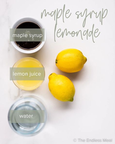 This refreshing maple syrup lemonade is the perfect naturally sweet drink for a warm day. With fresh tart lemon juice, pure maple syrup, and water, it's a simple, healthier drink you can make at home in minutes. Mix up a big batch because this sweet-tart maple lemonade won't last long! #theendlessmeal #maplelemonade #maplesyruplemonade #lemonade #maple #maplesyrup #sugarfree #refinedsugarfree #mocktail Lemonade Syrup Recipe, Maple Lemonade, Easy Lemonade Recipe, Homemade Maple Syrup, How To Make Lemonade, Creamsicle Smoothie, Lemon Juice Water, Maple Syrup Recipes, Homemade Lemonade Recipes