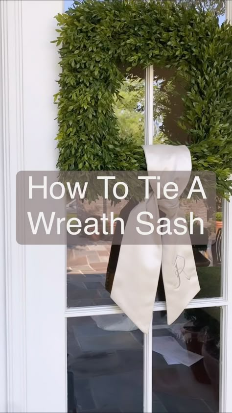 FAQ: How do you tie a wreath sash? 🤔 Today, we’re answering one of our most frequently asked questions. Hit the SAVE button + follow these … | Instagram Simple Ribbon On Wreath, Classic Outside Christmas Decor, Boxwood Wreath With Ribbon Front Doors, Wreaths On House Exterior, Wreaths For Living Room Wall, Wedding Front Door Decor, How To Tie Ribbon On Wreath, Front Door Wreath Christmas, Square Boxwood Wreath