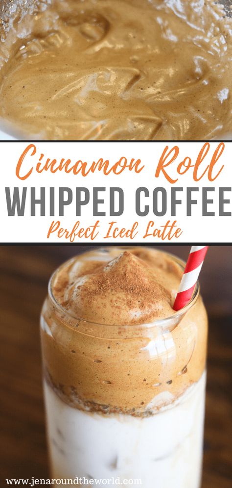 Cinnamon Roll Coffee Creamer, Fall Coffee Flavors, Whipped Drinks, Cinnamon Roll Coffee, Fall Coffee Recipes, Frosted Coffee, Whipped Coffee, Cinnamon Coffee, Ice Coffee Recipe