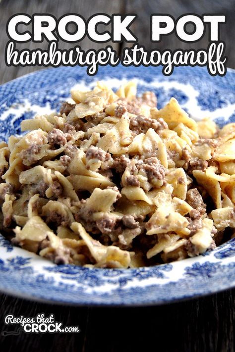 This Crock Pot Hamburger Stroganoff is super easy and a great meal that the entire family will love....from the youngest at your table to the oldest! Beef Crockpot Recipes Healthy, Hamburger Crockpot Recipes, Stroganoff Slow Cooker, Crock Pot Hamburger, Crock Pot Stroganoff, Hamburger Stroganoff Recipe, Hamburger In Crockpot, Ground Beef Crockpot Recipes, Hamburger Stroganoff