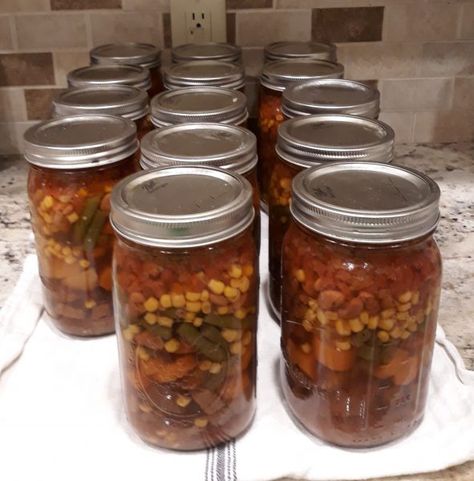 Canning Homemade Vegetable Beef Soup, Vegetable Beef Soup For Canning, How To Can Vegetable Beef Soup, Canning Vegetable Beef Soup Recipes, Canning Vegetable Soup With Meat, Pressure Canning Vegetable Beef Soup, Canning Beef Barley Soup, Pressure Canning Beef Barley Soup, Vegetable Beef Soup Canning Recipe