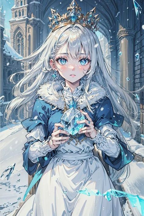 Crystal Maiden, Anime Snow, Anime Smile, Queen Anime, Image Chat, Anime Princess, 영감을 주는 캐릭터, Beautiful Fantasy Art, Girly Art