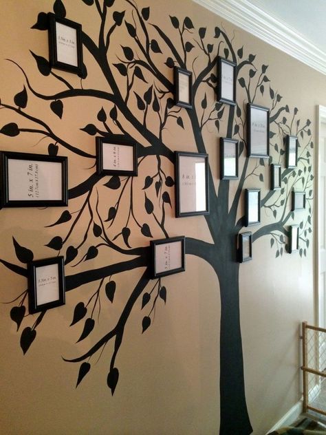 This Wall Decor Gives a Whole New Meaning to Family Tree How To Paint A Tree On A Wall, Diy Tree Of Life Wall Decor, Family Tree Wall Ideas, Wall Family Tree, Family Tree Mural, Tree Wall Painting, Family Tree Wall Decor, Family Tree Painting, Family Tree Wall Art