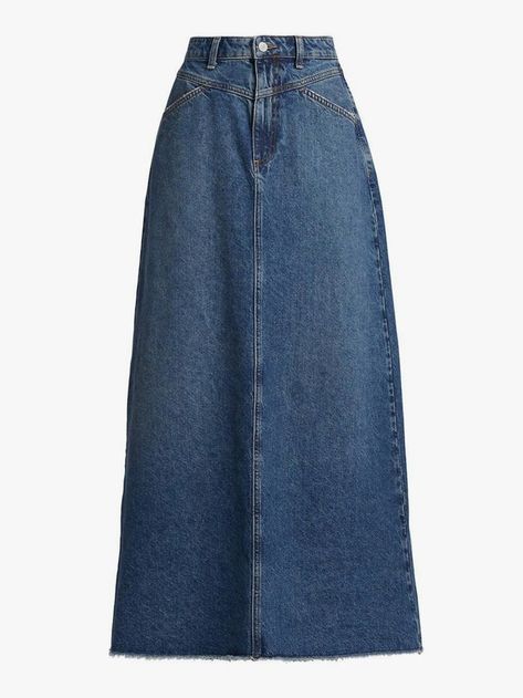 Denim Maxi Skeptic? Let These Celebrities Show You the Light | Vogue Long Denim Skirt Outfit, Womens Skirt Outfits, Female Clothes Outfits, Neat Casual Outfits, Long Jean Skirt, Free People Maxi, Modesty Outfits, Jeans Outfit Women, Denim Skirt Outfits