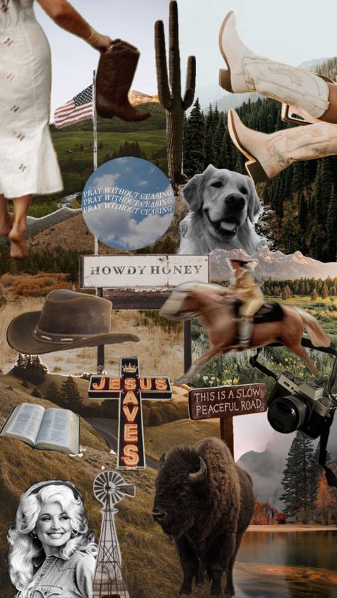 All things western, southern, Jesus, Christian Country Aesthetic Western Wallpaper, Christian Country Wallpaper, Western Vision Board, Western Collage, Religious Wallpaper, Western Aesthetic Wallpaper, Country Backgrounds, Christian Backgrounds, Western Wallpaper Iphone