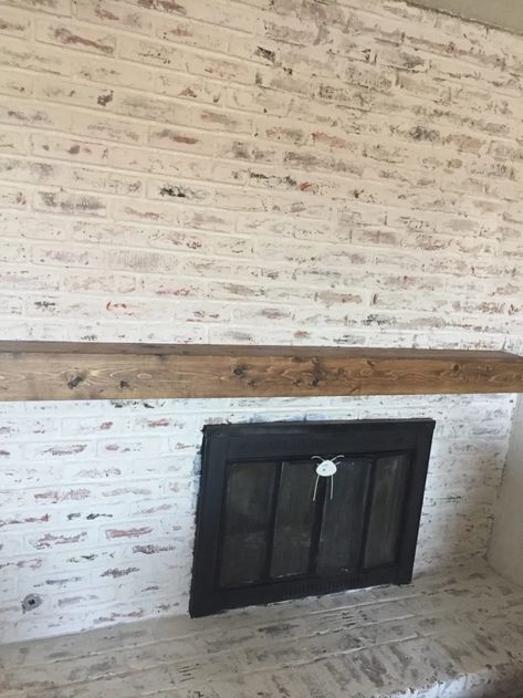 Washing Brick Fireplace, German Shmere Brick House, White Washing Brick, Brick Mortar Wash, Diy German Smear, German Smear Technique, How To Whitewash Brick, Smear Brick, Fireplace Mortar