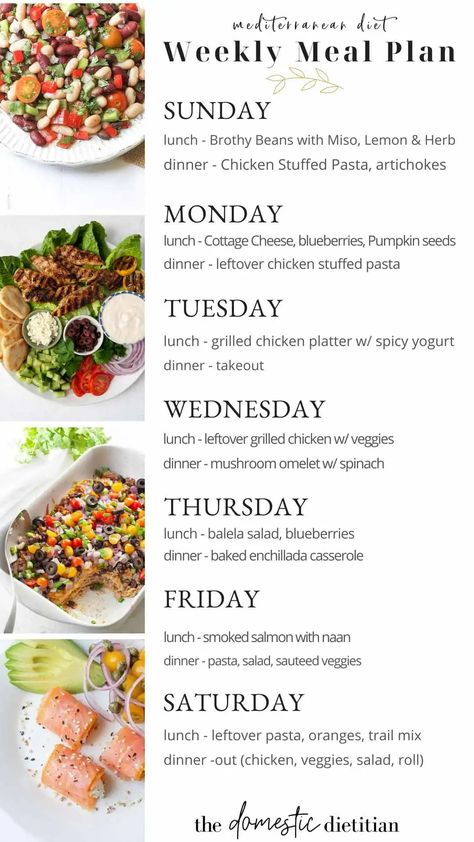 Mediterranean Diet Meal Plan Week 38 1200 Calorie Diet Meal Plans, Mediterranean Diet Food List, Mediterranean Recipes Healthy, Meal Plan Week, Mediterranean Diet Recipes Dinners, Med Diet, Dinner Leftovers, Easy Mediterranean Diet, Mediterranean Diet Meal Plan