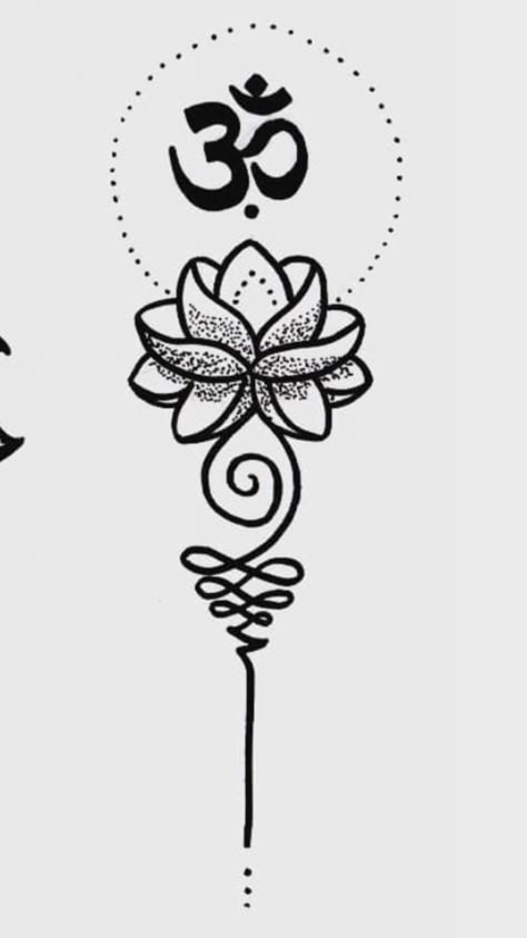 Unalome Lotus Om Tattoo, Spiritual Tattoo Ideas For Women, Om Tatoos Design For Women, Lotus Pose Drawing, Ohm Tattoo Women, Aum Tatoos, Ohm Symbol Tattoo, Om Lotus Tattoo, Om Tattoos