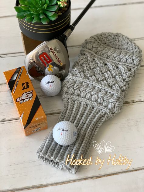 Crochet Golf Head Covers Pattern, Golf Club Head Covers Crochet, Crochet Club Covers Golf, Golf Club Covers Knitting Pattern, Golf Cover Crochet, Golf Club Crochet Covers Pattern, Golf Club Cover Crochet Pattern, Golf Crochet Patterns, Golf Sewing Projects