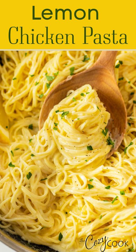 lemon pasta with a wooden spoon Lemon Pasta Recipes, Lemon Chicken Pasta, Easy Pasta Dinner, Easy Summer Dinners, Lemon Pasta, Summer Recipes Dinner, Pasta Dinners, Pasta Dinner Recipes, Summer Meals