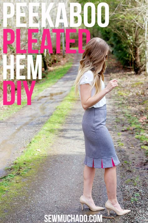 Pleated Hem Tutorial - use this cool DIY technique on your favorite skirt pattern!#sewmuchado #sewing #sewingtutorial Pencil Skirt Pattern, Skirt Patterns, Skirt Tutorial, Diy Vetement, Sewing Clothing, Free Sewing Patterns, Sewing Skirts, Kitenge, Diy Sewing Projects