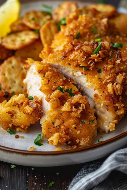 Crispy Ritz Cracker Chicken is the ultimate easy, family-friendly dinner! Juicy chicken breasts are coated in a buttery Ritz cracker and Parmesan crust, then baked to golden perfection. With just a few ingredients and 10 minutes of prep, this recipe is perfect for busy weeknights. Save this pin for later and make it tonight for a crispy, delicious meal everyone will love! Buttery Ritz Cracker Chicken, Chicken With Ritz Crackers, Ritz Chicken Tenders, Crispy Parmesan Chicken, Ritz Chicken, Crispy Chicken Breast, Ritz Cracker Chicken, Ritz Cracker Recipes, Cracker Chicken