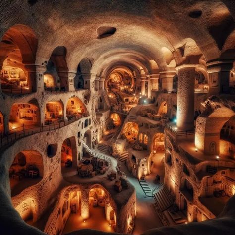 Derinkuyu Mystery: A Hidden Ancient City Beneath Earth, But Why? - Knowledge Ancient Underground City, Underground City, Cave City, Underground Caves, Underground World, Underground Cities, Writing Stuff, Fantasy City, Fantasy Places