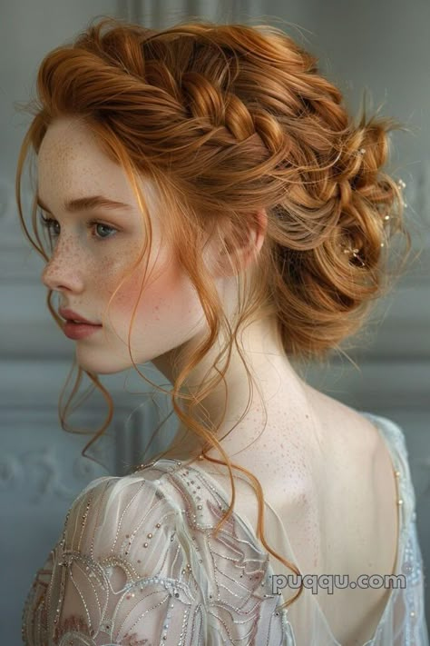 #hairstyleinspo #hairgoals #hairtrends #hairstyleideas #hairinspiration #hairtutorial #hairtransformation #hairlove #hairstyleoftheday #hairfashion Bride In Braids, Bridgerton Hair And Makeup, Bride With Red Hair, Victorian Wedding Hair, Fantasy Wedding Hairstyles, Red Head Wedding Hair, Red Wedding Hairstyles, Red Head Wedding, Red Hair Wedding Hairstyles