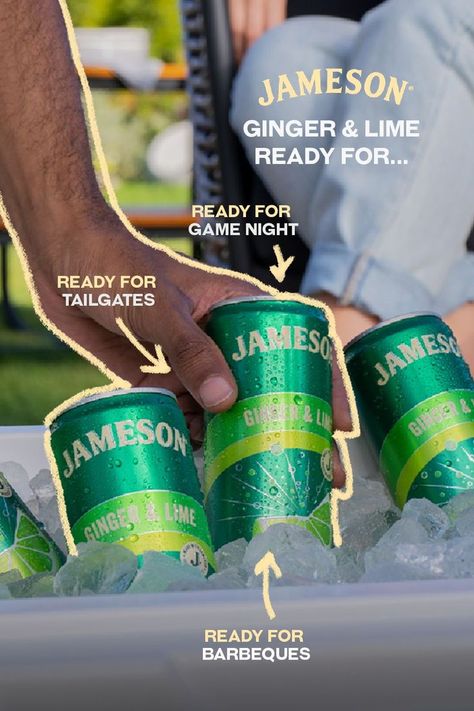 Ginger & Lime in a can is ready for adventure all spring. Switch up the location of your whiskey happy hour and no fear, because your favorite drink will always be available. Creative Drink Ads, Drink Marketing, Beer Marketing, Experiential Marketing Events, Hard Drinks, Angry Orchard, Beer Graphic, Beer Advertising, Drinks Packaging Design