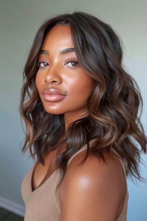 Medium Skin Hair Color Ideas, Hair Color For Dark Brown Skin, Hair Color Ideas For Brown Skin Tone, Hair Color On Brown Skin, Hair Colour For Brown Skin, Brown Skin Hair Color Ideas, Chocolate Balayage Hair, Different Brown Hair, Different Brown Hair Colors