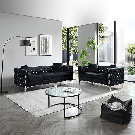 Black leather sofa decor