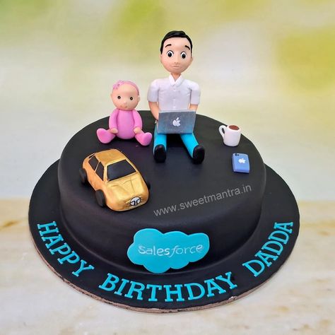 Customised fondant cake for a workaholic husband's birthday in Pune . . . #techiecake #workaholiccake #newdadcake #workfromhomecake #familycake #fondantcake #cakeforhusband #inpune #bestcakesinpune 🚗 Delivery in Pune, PCMC ☎️ Contact 7058714701 🎂 Customised Designer cakes since 2013! [techiecakepune, workaholiccakepune, newdadcakepune, customcakeforhusband, husbandbirthdaycakepune, themecakespune, customcakespune, designercakespune, luxurycakespune, customizedcakespune, punehomeba... Customised Cakes, Daddy And Daughter, Cake For Husband, Family Cake, Designer Cakes, Cake Online, Dad Daughter, Husband Birthday, New Dads