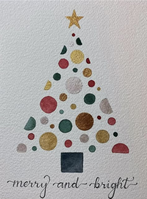 Marry Crismas Wish, Christmas Card Art Ideas Simple, Homemade Christmas Cards Ideas Simple, Easy Diy Holiday Cards, Hand Written Christmas Card, Beginner Watercolor Ideas Inspiration, Homemade Christmas Card Ideas Easy, Aquarelle Christmas Card, Simple Watercolor Christmas Cards