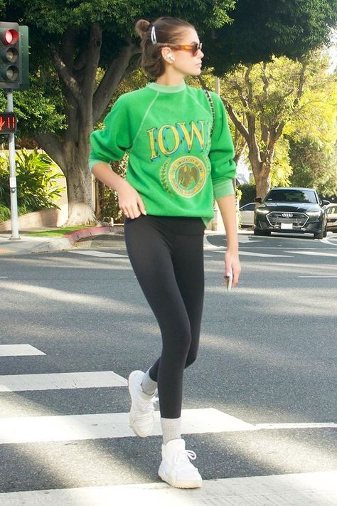 Thanks to Kaia Gerber, This Is How Everyone Will Wear Their Leggings in 2020 Leggings And Socks Outfit, How To Style Leggings, Instagram Face Claims, Daycare Teacher Outfits, Leggings With Socks, Socks Over Leggings Outfit, Kaia Gerber Outfits, Kia Gerber, Socks Over Leggings