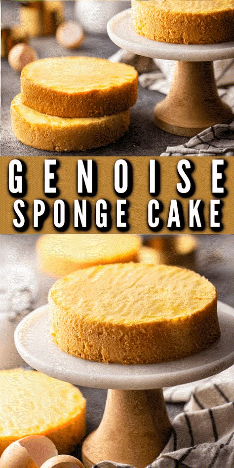 Genoise Sponge Cake Recipe: So light & airy! And made with just a few pantry staples. Whisked Sponge Cake Recipe, Hero Sponge Cake Recipe, Italian Sponge Cake Recipe, English Sponge Cake Recipe, Battenberg Cake Recipe, Honey Sponge Cake, Traditional Dessert Recipes, Egg White Cake Recipe, French Sponge Cake Recipe