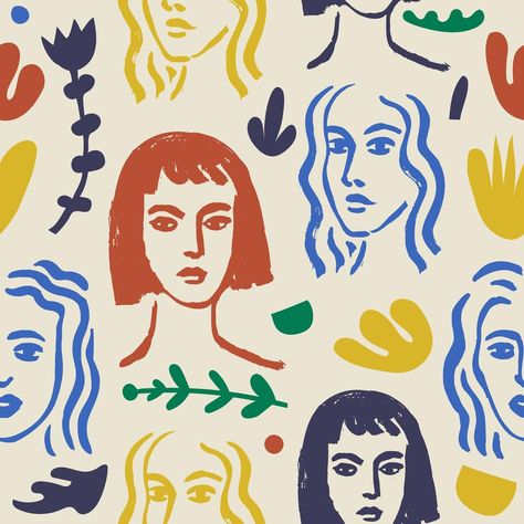 Portrait Drawing Styles, Matisse Inspired Design, Abstract Shapes Art, Pattern Design Inspiration Abstract, Women Illustration Art Graphics, Abstract Prints Textiles, Matisse Style Art, Abstract Flower Shapes, Woman Graphic Design