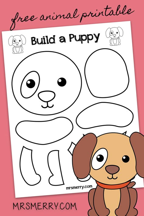 Pets Kindergarten Activities, Preschool Pets, Free Kids Printables, Pet Study, Easy Diy Kids, Puppy Crafts, Dog Template, Pets Preschool Theme, Kindergarten Activity