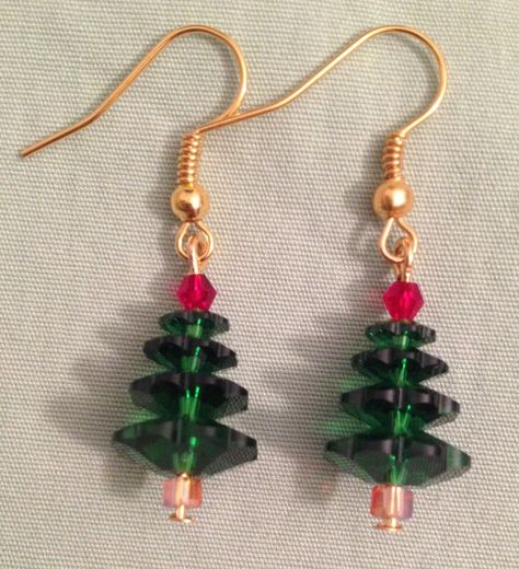 Diy Christmas Earrings, Christmas Tree Beads, Artisan Jewelry Earrings, Crystal Christmas Tree, Crystal Christmas, December Photography, Noel Art, Tree Earrings, Christmas Tree Earrings