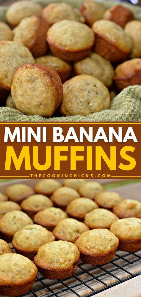 Here's a mini muffin recipe if you're wondering what to do with overripe bananas! It's a must-have on your Easter brunch menu. Not only are these Mini Banana Muffins easy to make, but they are also moist and delicious. Perfect for your Mother's Day at home, too! Hostess Mini Muffin Recipe, Easy Banana Bread Muffins Quick, Homemade Mini Muffins Healthy, Easy Mini Banana Muffins, Moist Mini Muffins, 2 Bananas Banana Bread Muffins, Mini Muffin Bites, Healthy Muffin Recipes Banana, Kids Mini Muffin Recipes