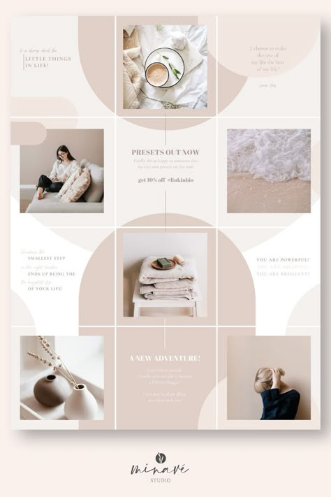 Instagram Story Canva Template Instagram Grid Layout, Beige Instagram, Canva Aesthetic, Instagram Grid Design, Minimal Instagram, Instagram Design Layout, Instagram Puzzle Feed, Instagram Branding Design, Instagram Feed Planner