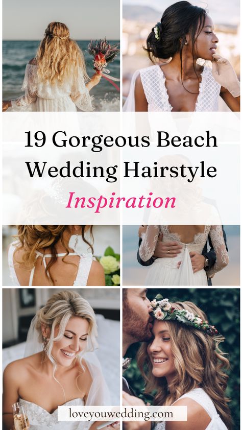 Bridesmaid Hairstyles For Beach Wedding, Bridesmaid Hairstyle Beach Wedding, Beach Wave Wedding Hair Medium Length, Beach Wedding Bridal Dress, Destination Wedding Bridesmaid Hair, Vow Renewal Hair, Bride Beach Wedding Hair, Bridal Hairstyles For Beach Wedding, Beach Wedding Hairstyles Brunette