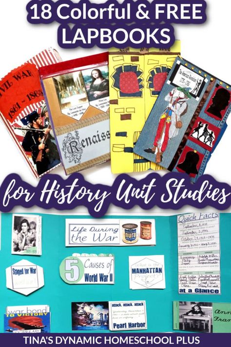 I’ve rounded up 18 colorful and free lapbooks for your history unit studies. On my homeschool lapbooks page you can find them in chronological order if you plan that way. If you’re wanting to cover history through a hands-on approach, then you’ll love lapbooks. Besides, lapbooking can be used for a student on any level student. And it can be crafty or not. Lapbooks can be as much as the product of the student as he wants it to be or he can use part put together. #freelapbooks Diy Lapbook Ideas, Homeschool Lapbooks, Medieval Japan, Online Music Lessons, Homeschool Elementary, Homeschool Education, Trail Of Tears, Homeschool Encouragement, Unit Studies