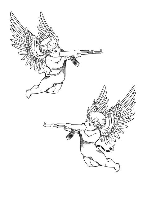 Cupid Leg Tattoo, Angel Leg Tattoo, Cherub Tattoo Designs, Cupid Tattoo, Cherub Tattoo, Sketch Tattoo Design, Tattoo Hand, Tattoo Stencil Outline, Tattoo Design Book