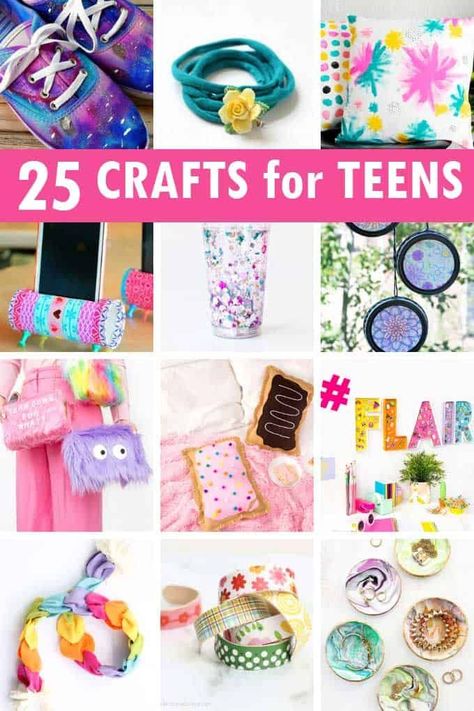 25 awesome CRAFTS FOR TEENS AND TWEENS. Tutorials for crafts to make for fun, to give, or even for kids to sell. Great boredom busters! Crafts For Girls Age 10 Diy, Teen Art Projects, Crafts Teens, Trendy Crafts, Fun Crafts For Teens, Easy Crafts For Teens, Teen Stuff, Arts And Crafts For Teens, Diy Crafts For Teens