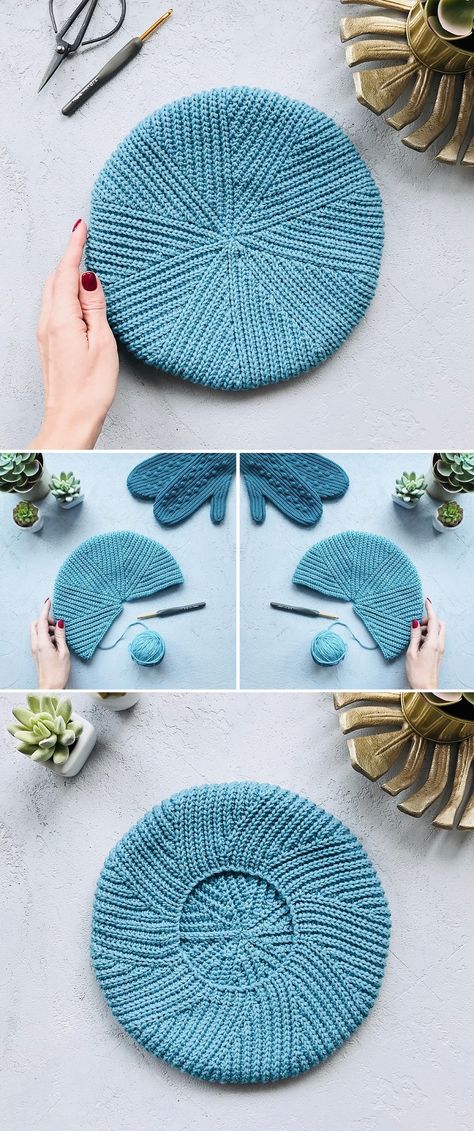 Learn how to crochet a beret hat. #crochetpattern #crochettutorial #crochetwinter Beret Hat Crochet Pattern, Crochet Beret Hat Pattern, Crocheted Hat Patterns, Beret Hat Crochet, Crochet Pattern Diagram, Bonnet En Crochet, Beret Crochet Pattern, Tweed Crochet, Beret Hat Pattern