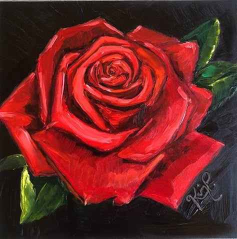 Rose Canvas Art, Diy Rose Painting, Rose Drawing Painting, Red Rose Acrylic Painting, Acrylic Painting Rose, Red Roses Drawing, Roses Painting Acrylic, Rose Painting Easy, Rose Painting On Canvas