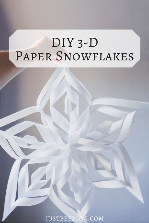 DIY 3-D Paper Snowflakes Paper Snowflakes Easy, 3d Paper Snowflakes, Diy Snowflake, Paper Snowflakes Diy, 3d Paper Flowers, Snowflakes Art, How To Make Snowflakes, Snowflake Craft, Paper Snowflake