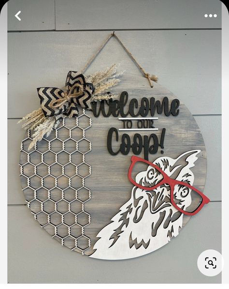 New Home Door Hanger, Making Crafts To Sell, Cow Front Door Sign, Diy Wooden Signs With Sayings Quotes, Door Hanger Signs Diy, Welcome To The Coop Sign, Welcome To Our Neck Of The Woods Sign, Just Married Door Hanger, Chicken Door Sign