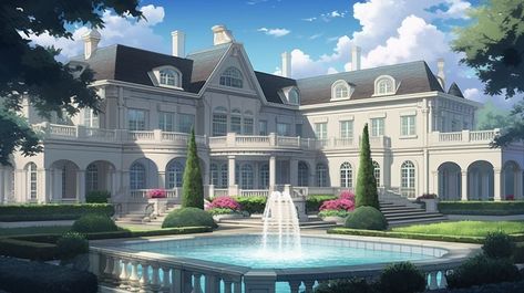 Anime Mansion Background, Anime Mansion House, Fantasy Mansion Art, Manhwa Mansion, Anime Mansion, Mansion Background, Fond Gacha Life, Game Hooks, Background House