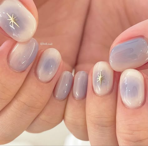 Nails For Floral Dress, Korean Nail Art Designs, Chrome Nails Korean, Nails Inspiration Korean, Nail Korean Style Cute, Korean Gel Nail Designs, Simple Korean Nails, Blush Nails Korean, Nail Inspo Korean