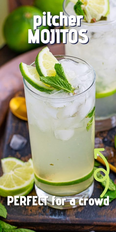 Mojitos Recipe, Mojito Recipe Pitcher, Mojito Pitcher, Best Mojito Recipe, Easy Mojito Recipe, Party Punch Recipe, Pitcher Cocktails, Party Punch Recipes, Summer Drinks Alcohol