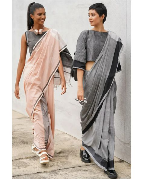 Fusion Saree, Modern Sari, Saree Aesthetic, Blouses Work, Saree Drapes, Saree Drape, Drape Sarees, Formal Saree, Embroidery Blouses