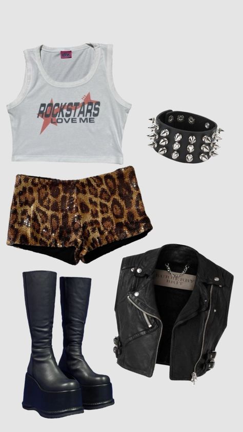 #vintage #rockstar #rockstargf #retro #outfitinspo Vintage Rockstar Outfit, Summer Rockstar Outfits, Rockstar Outfit Women, 80s Groupie Outfit, 80s Rockstar Girlfriend, Rock Theme Outfit, Rockstar Halloween Costume Women, Rockstar Theme Outfit, Rock N Roll Aesthetic Outfit