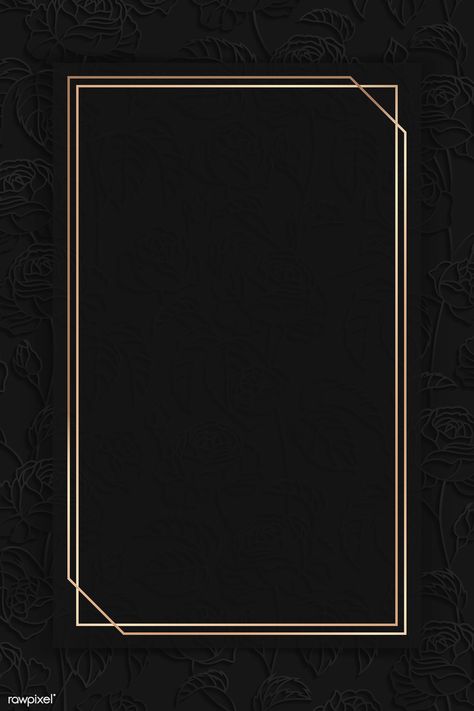 Rectangle gold frame on black floral pattern background vector | premium image by rawpixel.com / manotang Gold Frame Background, Frames Flowers, Gold And Black Background, Aigle Royal, Black Floral Pattern, Black And Black, Page Borders Design, Instagram Photo Frame, Black Background Wallpaper