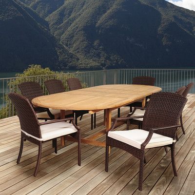 International Home Miami Amazonia Taft 9 Piece Dining Set with Cushions Backyard Dreams, 3 Piece Dining Set, Patio Bar Set, 7 Piece Dining Set, Extension Table, 5 Piece Dining Set, Stacking Chairs, Teak Table, White Cushions