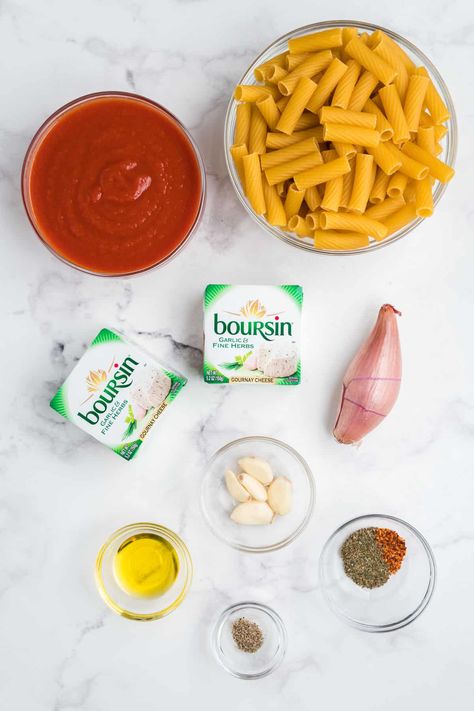 One Pot Pink Sauce Pasta With Boursin Cheese - Salt & Spoon Boursin Cheese Sauce For Pasta, Boursin Cheese Lasagna, Boursin Cheese Pasta Sauce, Creamy Boursin Pasta, Boursin Pasta With Chicken, Pasta With Boursin Cheese And Tomatoes, Borson Cheese Recipes, Boursin Pasta Sauce, Borsine Cheese Pasta Recipes