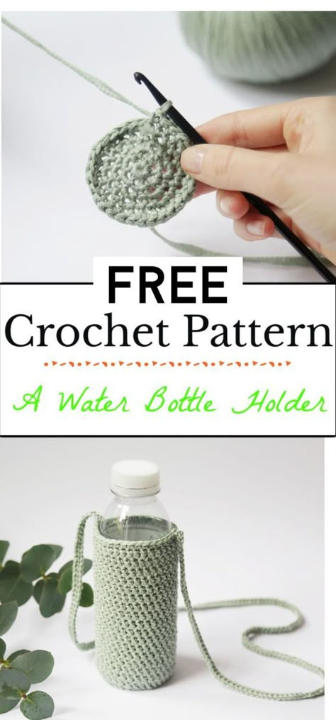 4. How To Crochet A Water Bottle Holder Crochet Water Bottle Holder Pattern, Water Bottle Crochet, Water Bottle Holder Pattern, Bottle Crochet, Crochet Bottle Holder, Crochet Zig Zag, Crochet Quotes, Crochet Water Bottle, Crochet Water Bottle Holder