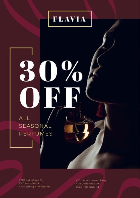 Perfumes Sale with Woman Applying Perfume — Create a Design Perfume Poster, Applying Perfume, Email Marketing Design Inspiration, Online Poster, Business Poster, Perfume Sale, Perfume Ad, Event Poster Design, Typography Poster Design