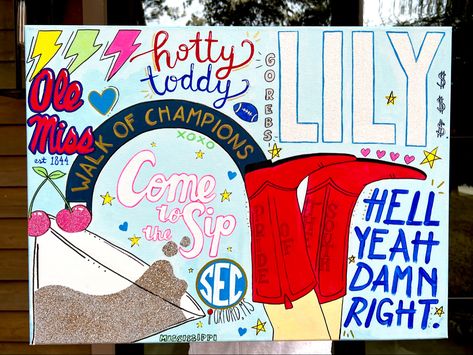 Ole Miss Preppy Painting, Ole Miss Canvas Painting, Ole Miss Decor, Teen Painting Ideas, Ole Miss Painting, College Dorm Canvas, Ole Miss Art, College Dorm Paintings, College Canvas Paintings