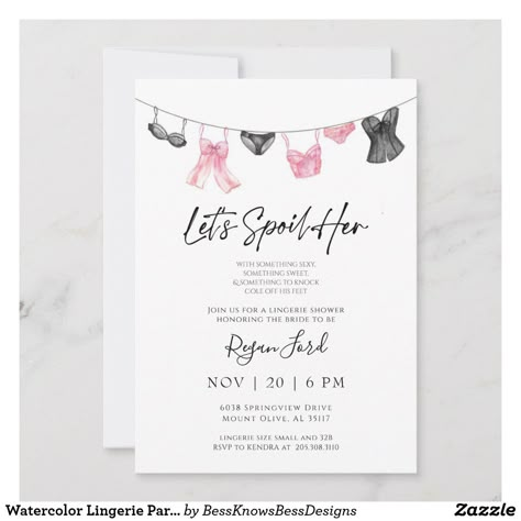 Lingerie Party Invite, Lingere Party Ideas, Lingerie Invitation, Lingerie Party Invitations, Bridal Lingerie Party, Lingere Party, Spinster Party, Modest Lingerie, Lingerie Shower Ideas